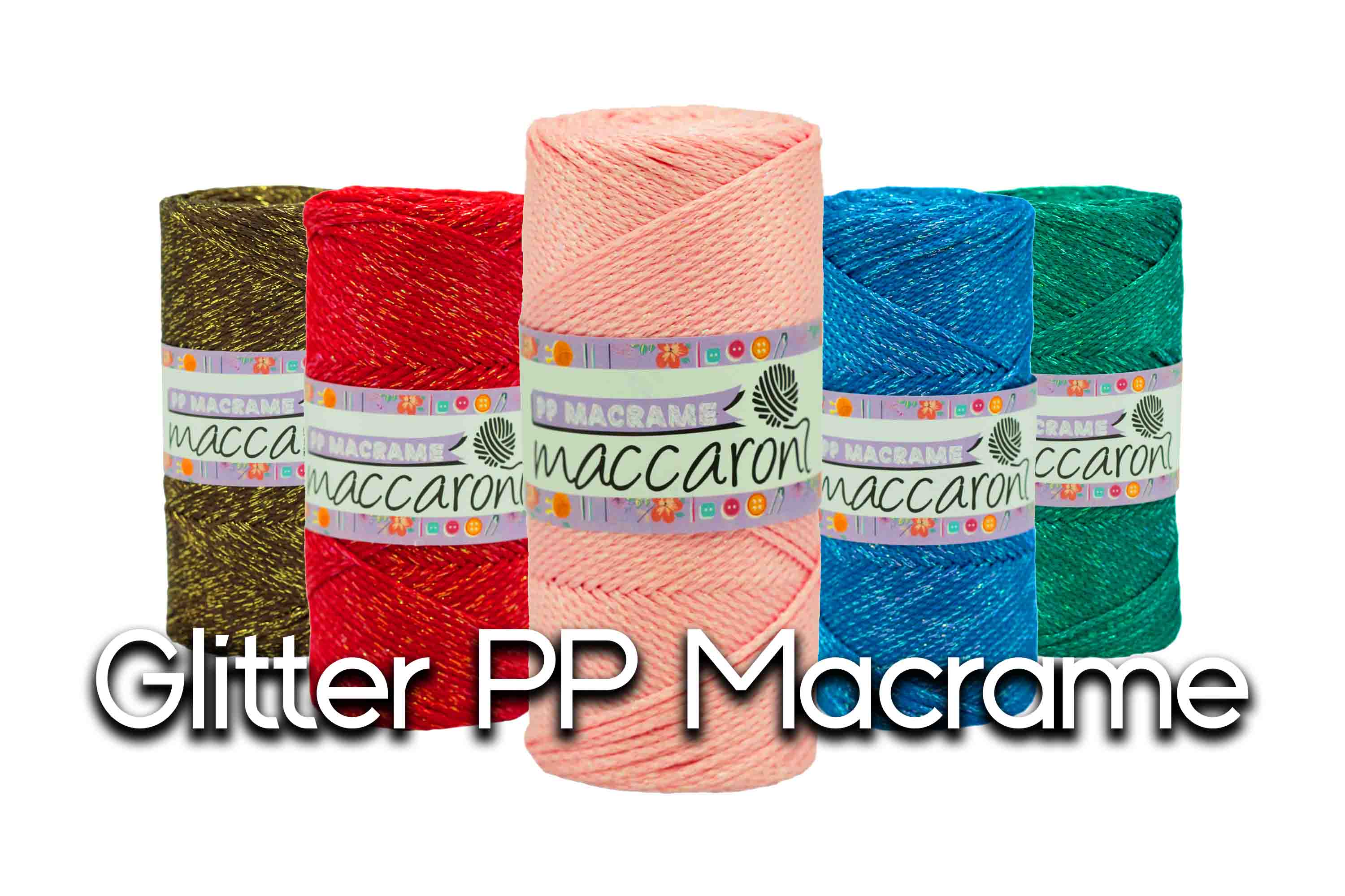 polyproplene yarn glitter yarns macrame yarns pp macrame glitter shinny yarns maccaroni yarn